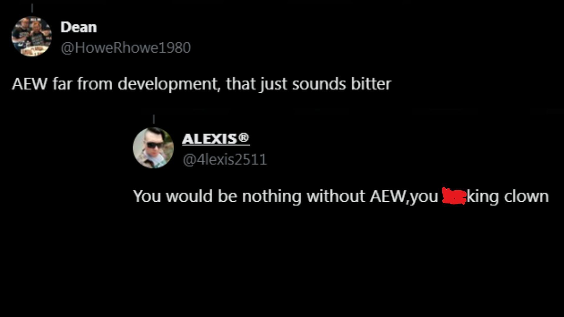 Fans react to Lexis King mocking AEW. (Images via King's X)